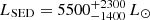 $ L_{\mathrm{SED}} = 5500^{+2300}_{-1400}\,L_\odot $