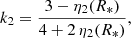 $$ \begin{aligned} k_2 = \frac{3-\eta _2(R_{*})}{4+2\,\eta _2(R_{*})}, \end{aligned} $$