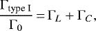 \begin{eqnarray*} \dfrac{\Gamma_{\text{type I}}}{\Gamma_0}\,{=}\,\Gamma_L &#x002B; \Gamma_C,\end{eqnarray*}