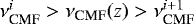 $\nu_{\textrm{CMF}}^i > \nu_{\textrm{CMF}}(z) > \nu_{\textrm{CMF}}^{i&#x002B;1}$