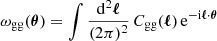 $ \omega_{\mathrm{gg}}({\boldsymbol{\theta}}) = \int \frac{\mathrm{d}^2{\boldsymbol{\ell}}}{(2\mathrm{\pi})^2} \, C_{\mathrm{gg}}({\boldsymbol{\ell}}) \, \mathrm{e}^{-\mathrm{i}{\boldsymbol{\ell}}\cdot{\boldsymbol{\theta}}} $