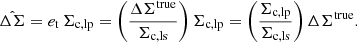$$ \begin{aligned} \hat{\Delta \Sigma }= e_{\mathrm{t} } \, \Sigma _{\mathrm{c,lp} } = \left( \frac{\Delta \Sigma ^{\mathrm{true} }}{\Sigma _{\mathrm{c,ls} }} \right) \Sigma _{\mathrm{c,lp} } = \left( \frac{\Sigma _{\mathrm{c,lp} }}{\Sigma _{\mathrm{c,ls} }} \right) \Delta \Sigma ^{\mathrm{true} } . \end{aligned} $$
