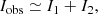 $$ \begin{aligned} I_\mathrm{obs} \simeq I_1 + I_2, \end{aligned} $$