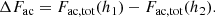 $$ \begin{aligned} \Delta F_{\rm ac} = F_{\rm ac,tot}(h_1) - F_{\rm ac,tot}(h_2). \end{aligned} $$