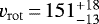 $v_{\mathrm{rot}}\,{=}\,151^{&#x002B;18}_{-13}$