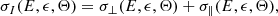 $$ \begin{aligned} \sigma _{I}(E,\epsilon ,\Theta )=\sigma _{\perp }(E,\epsilon ,\Theta )+\sigma _{\parallel }(E,\epsilon ,\Theta ), \end{aligned} $$