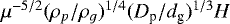 $\mu^{-5/2}(\rho_p/\rho_g)^{1/4}(D_{\textrm{p}}/d_{\textrm{g}})^{1/3}H$
