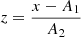 $ z=\frac{x-A_{1}}{A_{2}} $
