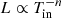 $ L\propto T_{\mathrm{in}}^{-n} $
