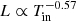 $ L\propto T_{\mathrm{in}}^{-0.57} $
