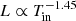 $ L\propto T_{\mathrm{in}}^{-1.45} $