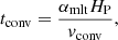 $$ \begin{aligned} t_\mathrm{conv} = \frac{\alpha _\mathrm{mlt} H_{\rm P}}{{ v}_\mathrm{conv} }, \end{aligned} $$