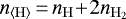 $n_{\mathrm{\langle H \rangle}}\,{=}\,n_{\mathrm{H}}\!&#x002B;\! 2 n_{\mathrm{H_2}}$