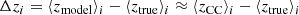 $$ \begin{aligned} \Delta z_i = \langle z_{\rm model} \rangle _i - \langle z_{\rm true} \rangle _i \approx \langle z_{\rm CC} \rangle _i - \langle z_{\rm true} \rangle _i \end{aligned} $$