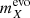 $ {m}^{\mathrm{evo}}_{X} $