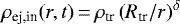 $\rho_{\text{ej,in}}(r,t)\,{=}\,\rho_{\text{tr}}\left(R_{\text{tr}}/r\right)^{\delta}$