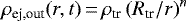 $\rho_{\text{ej,out}}(r,t)\,{=}\,\rho_{\text{tr}}\left(R_{\text{tr}}/r\right)^{n}$