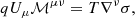 $$ \begin{aligned} qU_{\mu }\mathcal{M} ^{\mu \nu }=T\nabla ^{\nu }\sigma , \end{aligned} $$