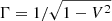 $ \Gamma=1/\sqrt{1-V^2} $