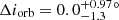 $ \Delta i_{\rm orb} = 0.0^{+0.97}_{-1.3}^{\circ} $