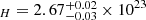 $ _{H}= 2.67 \substack{+0.02 \\ -0.03} \times 10^{23} $