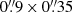 $ 0{{\overset{\prime\prime}{.}}}9\,{\times}\,0{{\overset{\prime\prime}{.}}}35 $
