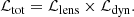 $$ \begin{aligned} \mathcal{L} _{\rm tot}= \mathcal{L} _{\rm lens} \times \mathcal{L} _{\rm dyn}. \end{aligned} $$