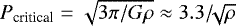 $P_{\textrm{critical}} = \sqrt{3\pi/G\rho} \approx 3.3/\!\!\sqrt{\rho}$