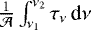 $\frac{1}{\mathcal{A}} \int_{\nu_1}^{\nu_2} \tau_{\nu}\,\textrm{d}\nu$