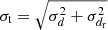$ \sigma_{\mathrm{t}} = \sqrt{\sigma_d^2 + \sigma_{d_{\mathrm{r}}}^2} $