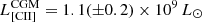 $ L_{\mathrm{[CII]}}^{\mathrm{CGM}} = 1.1 (\pm 0.2) \times 10^9\, {L_\odot} $