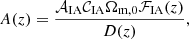 $$ \begin{aligned} A(z) = \frac{\mathcal{A} _{\rm IA} \mathcal{C} _{\rm IA} \Omega _{\mathrm{m} ,0}\mathcal{F} _{\rm IA}(z)}{D(z)}, \end{aligned} $$