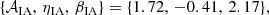 $$ \begin{aligned} \{\mathcal{A} _{\rm IA}, \, \eta _{\rm IA}, \, \beta _{\rm IA}\} = \{1.72, \, -0.41, \, 2.17\}, \end{aligned} $$