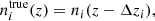 $$ \begin{aligned} n_i^\mathrm{true}(z) =n_i(z - \Delta z_i), \end{aligned} $$
