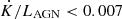 $ \dot K/L_{\mathrm{AGN}} < 0.007 $