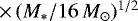 $\,{\times}\, (M_*/16\,M_{\odot})^{1/2}$