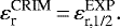 \begin{eqnarray*} \centering \varepsilon_{\textrm{r}}^{\textrm{CRIM}}\,{=}\,\varepsilon_{\textrm{r,1/2}}^{\textrm{EXP}}.\end{eqnarray*}