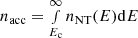 $ n_\mathrm{acc} = \smallint_{E_\mathrm{c}}^\infty n_\mathrm{NT}(E)\mathrm{d}E $