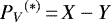 \begin{equation*} {P_V}^{(*)}\,{=}\,X - Y\end{equation*}