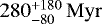$280^{&#x002B;180}_{-80}\,\mathrm{Myr}$