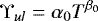 \begin{align*} \Upsilon_{ul} = \alpha_0 T^{\beta_0} \end{align*}