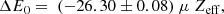 $$ \begin{aligned} \Delta E_0 =~(-26.30\pm 0.08)~\mu ~Z_{\rm eff} , \end{aligned} $$
