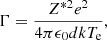 $$ \begin{aligned} \Gamma = \frac{Z^{*2} e^2}{4\pi \epsilon _0 d kT_{\rm e}}, \end{aligned} $$