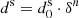 $ d^{\rm s}=d^{\rm s}_0\cdot\delta^{n} $