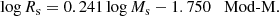 $$ \begin{aligned}&\log R_{\rm s} = 0.241 \log M_{\rm s} - 1.750 \quad \mathrm{Mod}\text{-}\mathrm{M}. \end{aligned} $$
