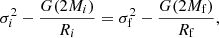 $$ \begin{aligned} \sigma _i^2 - \frac{ {G (2 M_i)} }{ R_i} = \sigma _{\rm f}^{2} - \frac{G (2 M_{\rm f})}{ R_{\rm f}} ,\end{aligned} $$