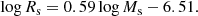 $$ \begin{aligned} \log R_{\rm s} = 0.59 \log M_{\rm s} - 6.51 .\end{aligned} $$