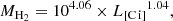 $$ \begin{aligned} {M}_{\rm H_{2}} = 10^{4.06} \times {{L}_{\rm [C\,i\mathrm ]}}^{1.04}, \end{aligned} $$