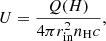 $$ \begin{aligned} U = \frac{Q({H)}}{4\pi r_{\rm in}^2 n_{\rm H}{c}}, \end{aligned} $$