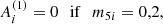 $$ \begin{aligned}&A_{i}^{(1)}=0\,\,\,\,\mathrm{if} \,\,\,\,m_{5i}=0,2\mathrm{,} \end{aligned} $$